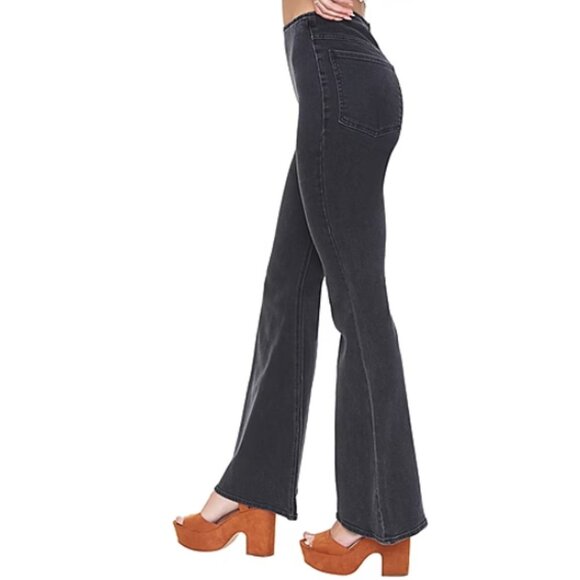 Forever 21 Juniors Womens Pull On Flare PantBlack Size M - Picture 2 of 4